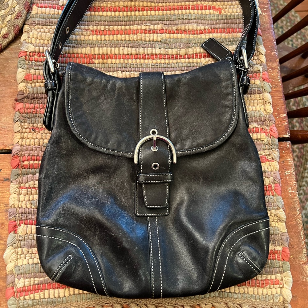 Coach Soho Crossbody Messenger Black Leather Shoulder Bag